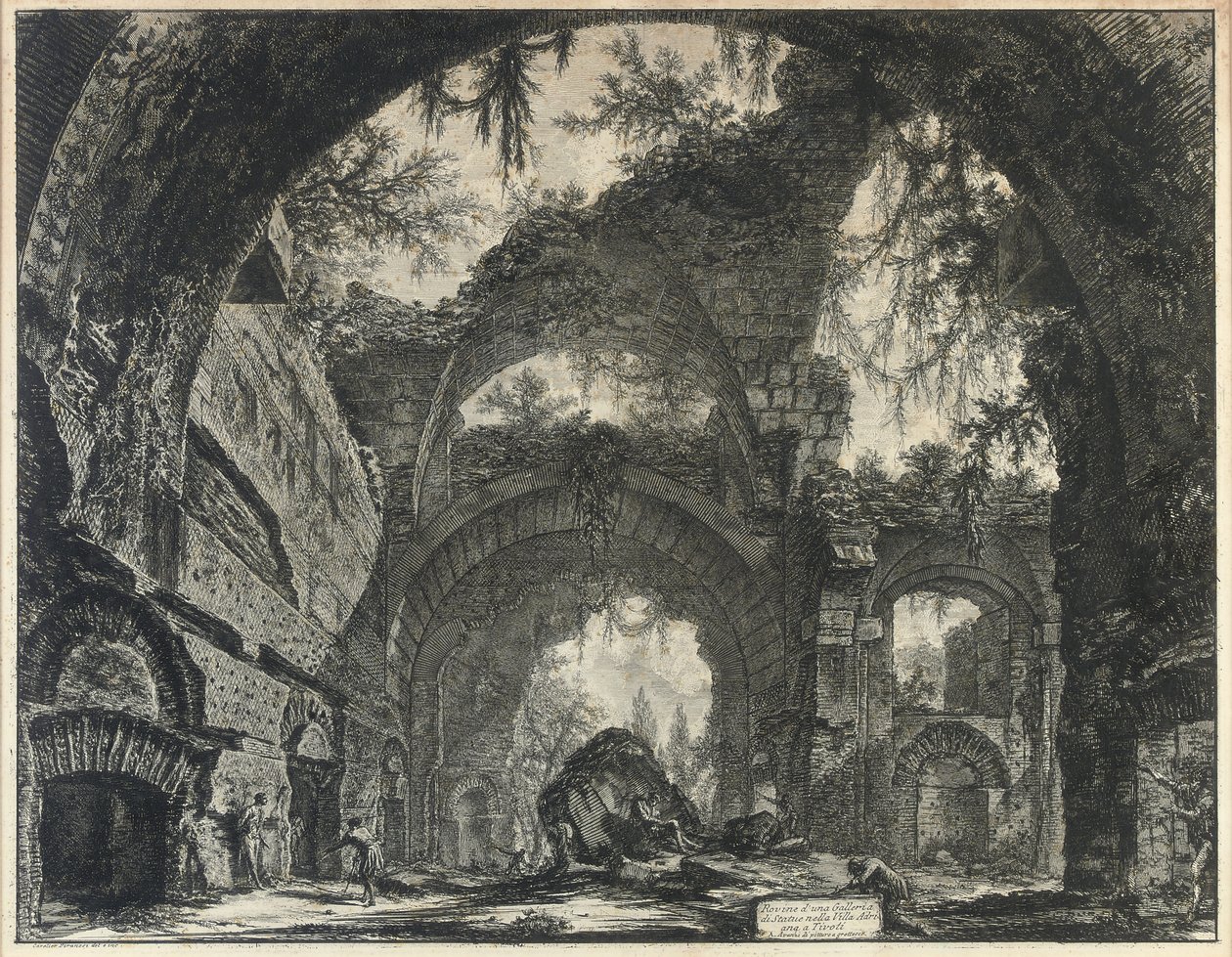 Rovine of a statue gallery in Villa Adriana and Tivolidani af Giovanni Battista Piranesi