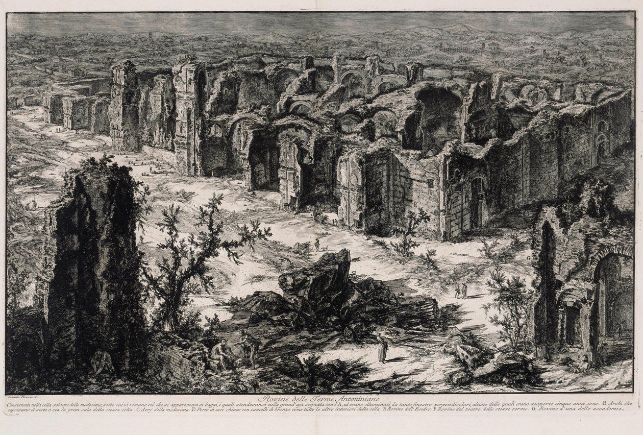 Ruinerne af Caracallas termer (fra: Vedute di Roma) af Giovanni Battista Piranesi