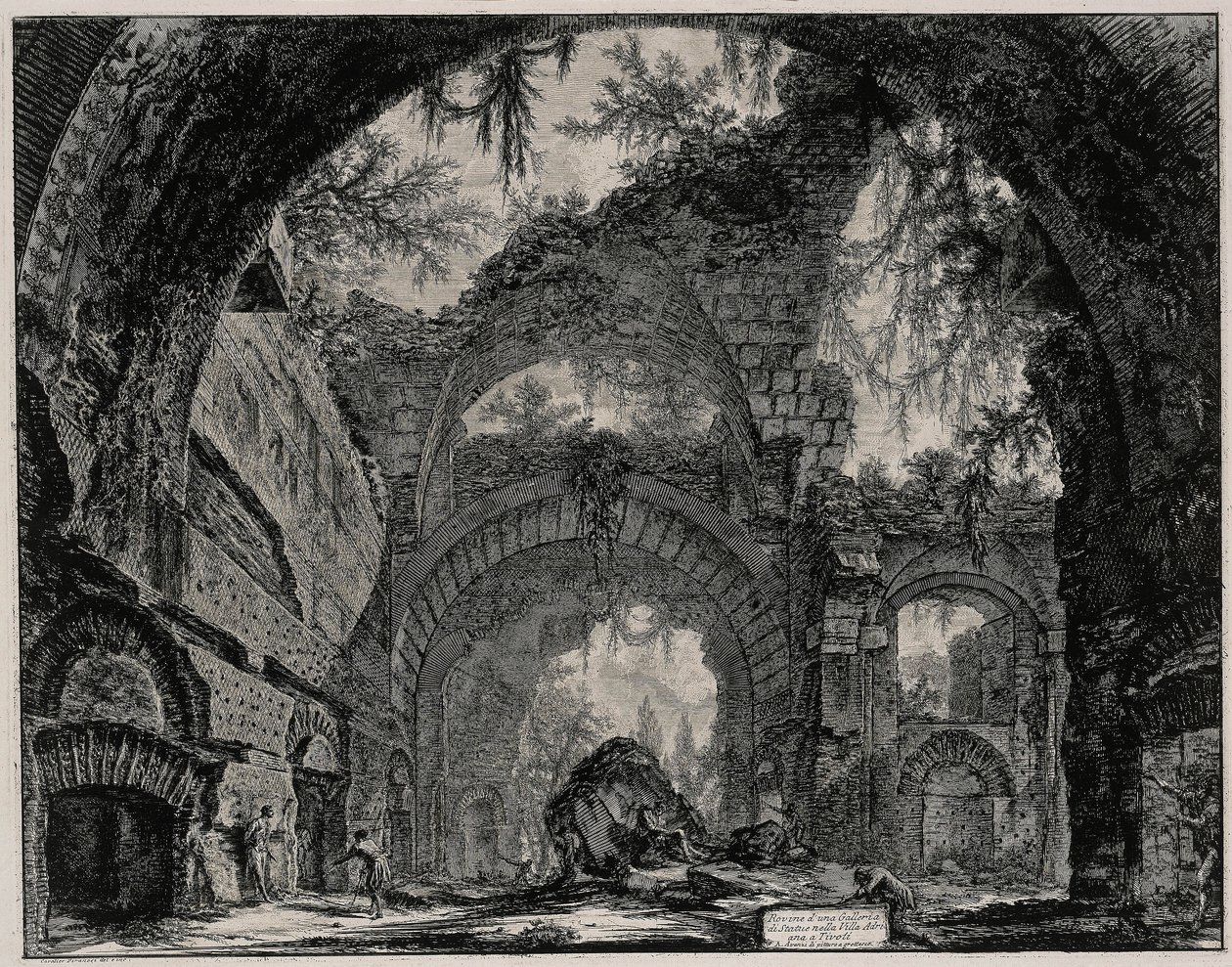 Ruiner af et statuegalleri i Hadrians Villa nær Tivoli (fra: Vedute di Roma) af Giovanni Battista Piranesi