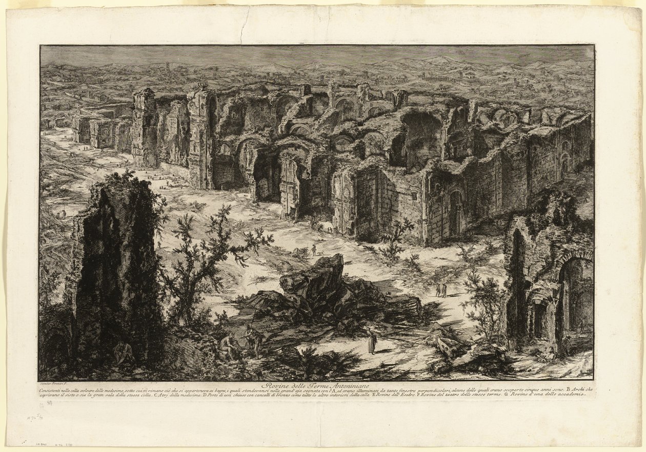 Ruinerne af Antonine Baths [Baths of Caracalla], fra udsigt over Rom af Giovanni Battista Piranesi