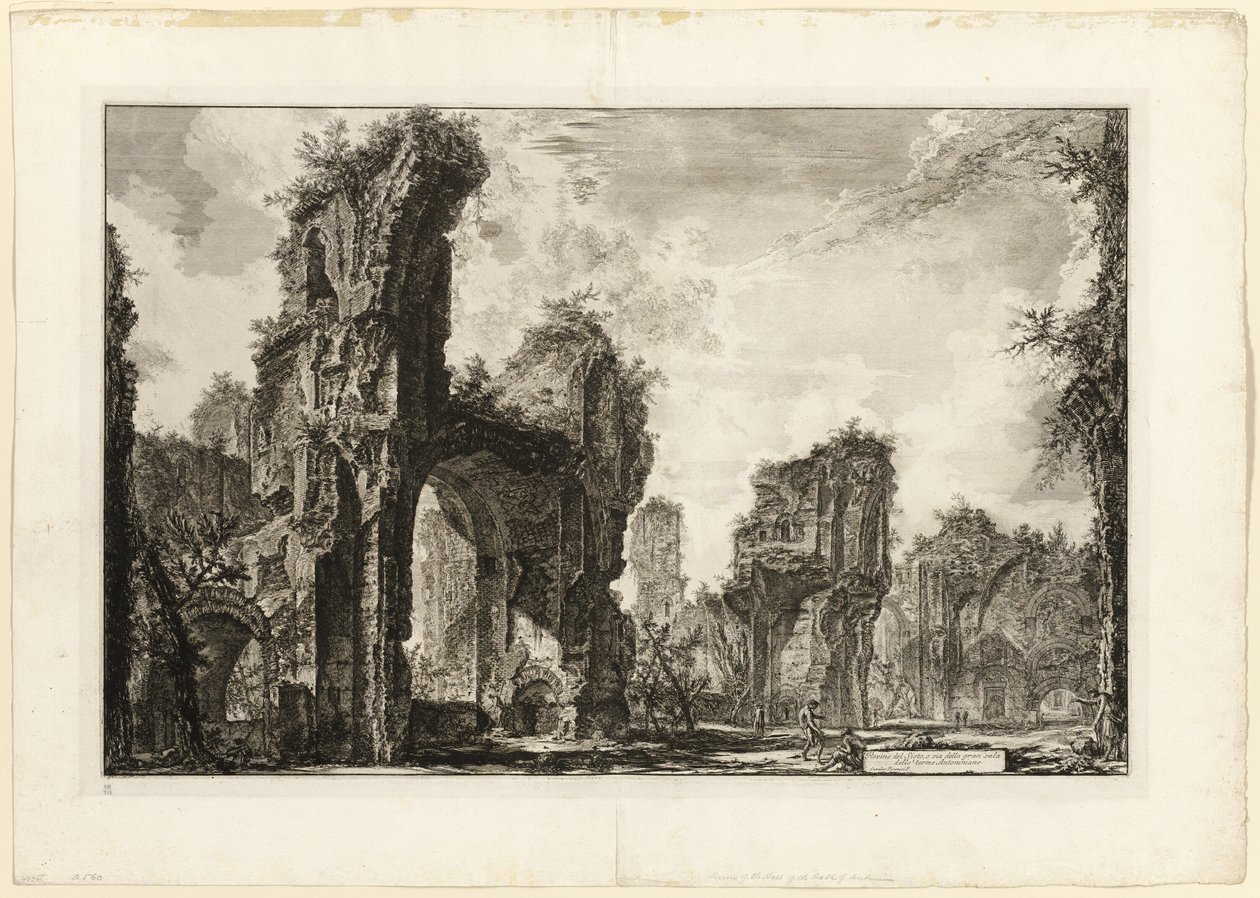 Ruinerne af Xystus [en lang åben portiko brugt til atletiske øvelser], den centrale hal i Antonine Baths [The Baths of Caracalla], fra udsigt over Rom af Giovanni Battista Piranesi