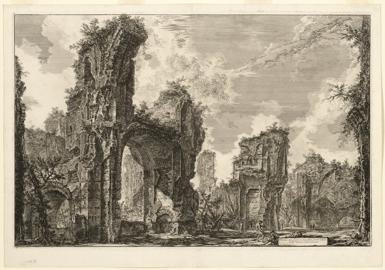 Ruinerne af Xystus [en lang åben portiko brugt til atletiske øvelser], den centrale hal i Antonine Baths [The Baths of Caracalla], fra udsigt over Rom af Giovanni Battista Piranesi