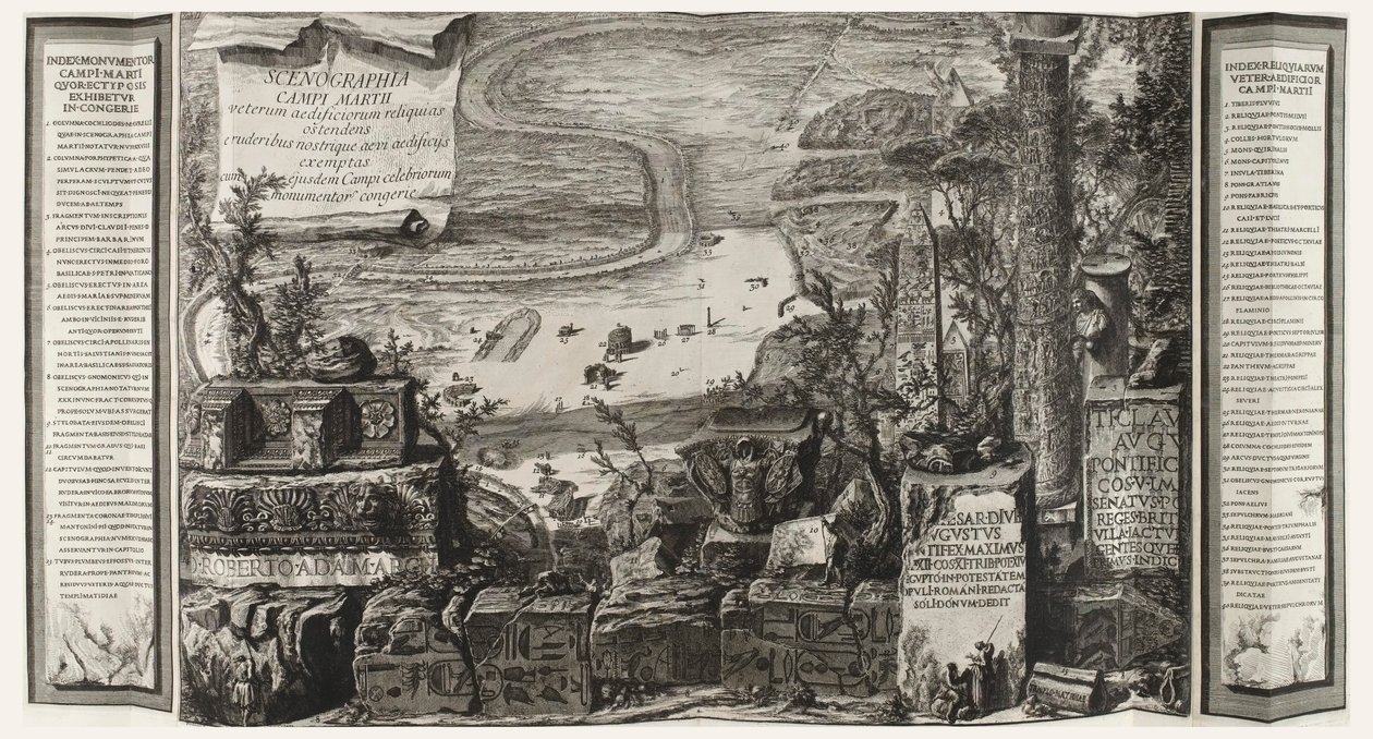 Scenographia Campi Martii, side fra Campo Marzio i det antikke Rom af Giovanni Battista Piranesi