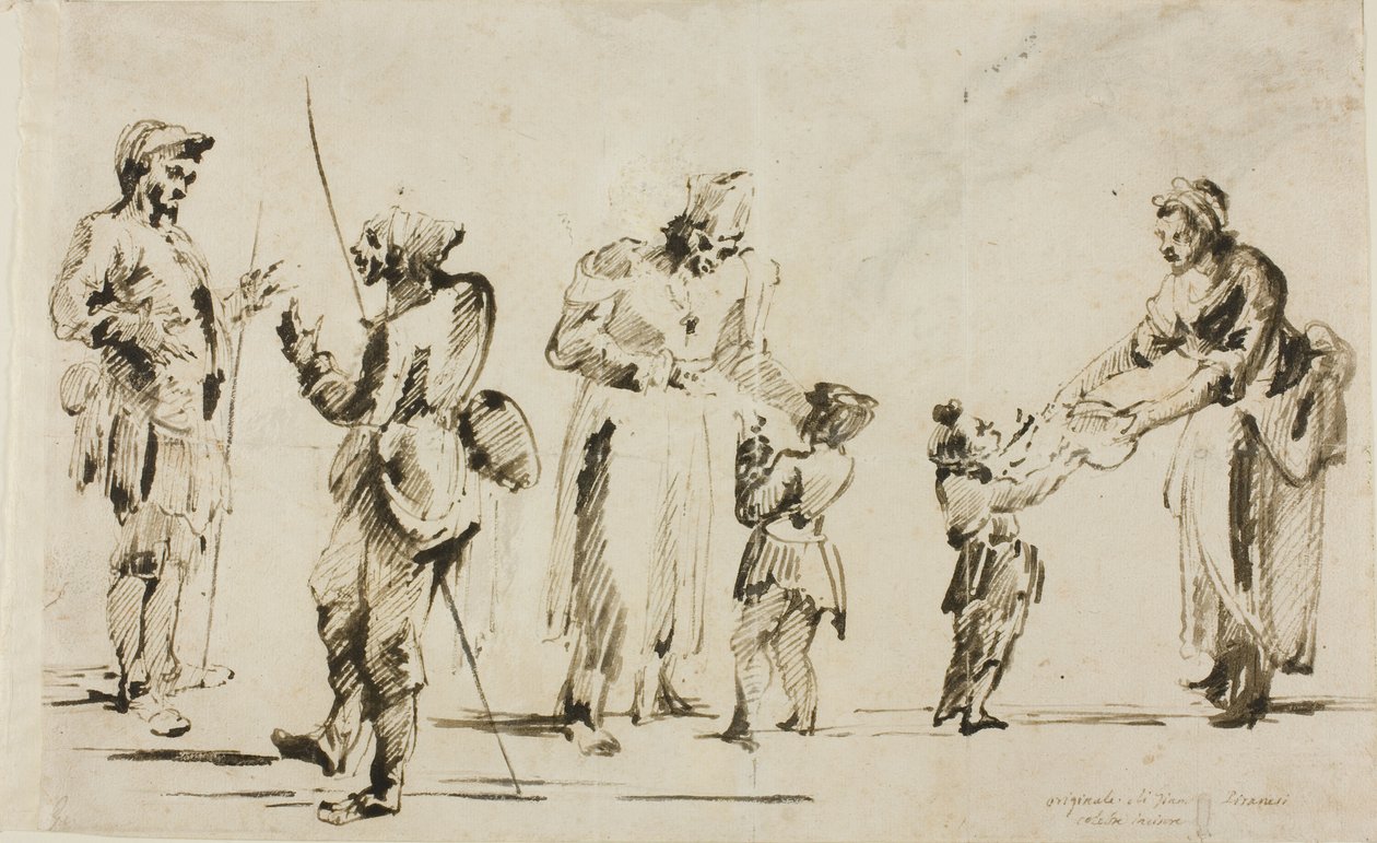 Skitseark: Seks figurer af Giovanni Battista Piranesi
