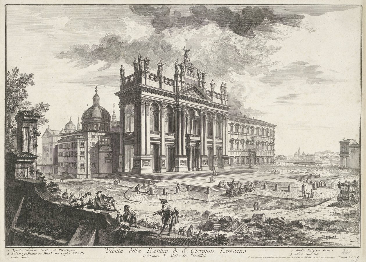 Sint-Jan van Lateranen te Rom Udsigt over basilikaen S. Giovanni Laterano (titel på objekt) Gezichten op Rom (serietitel) Udsigt over Rom designet og indgraveret af Giambattista Piranesi-arkitekten Ve (nez) iano (serietitel) af Giovanni Battista Piranesi