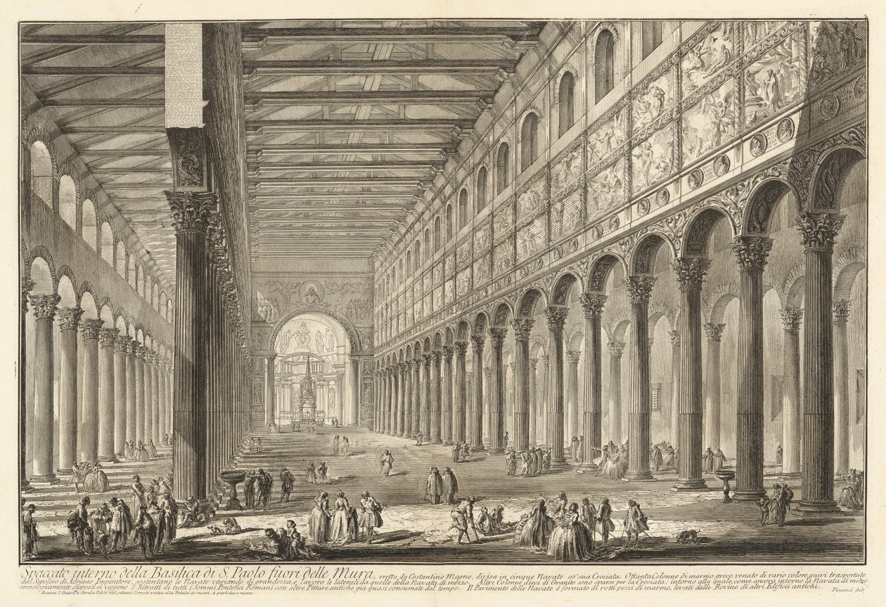 Indvendig udsigt af basilikaen St. Paul uden for murene af Giovanni Battista Piranesi