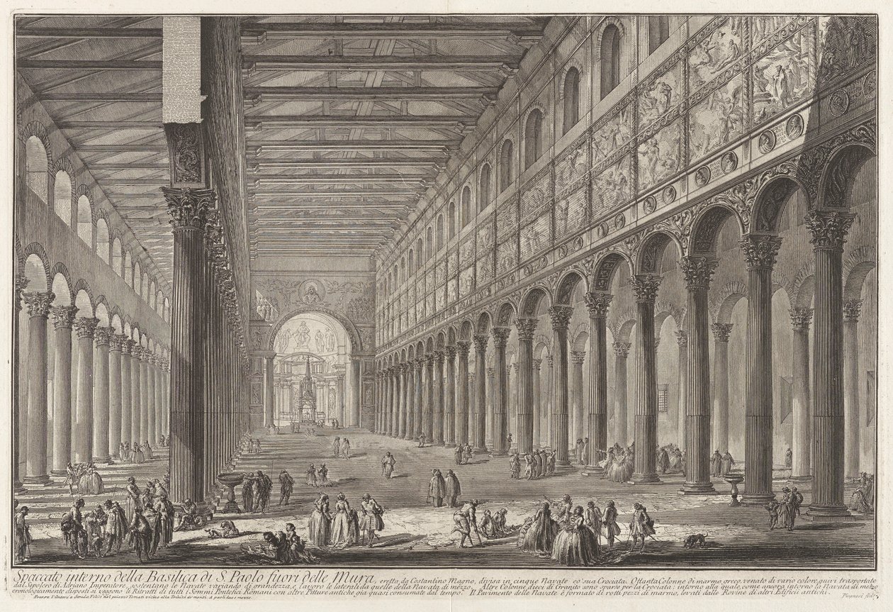 Indvendig udsigt af basilikaen St. Paul uden for murene af Giovanni Battista Piranesi