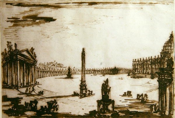 Peterspladsen, Rom (pen og blæk på papir) af Giovanni Battista Piranesi