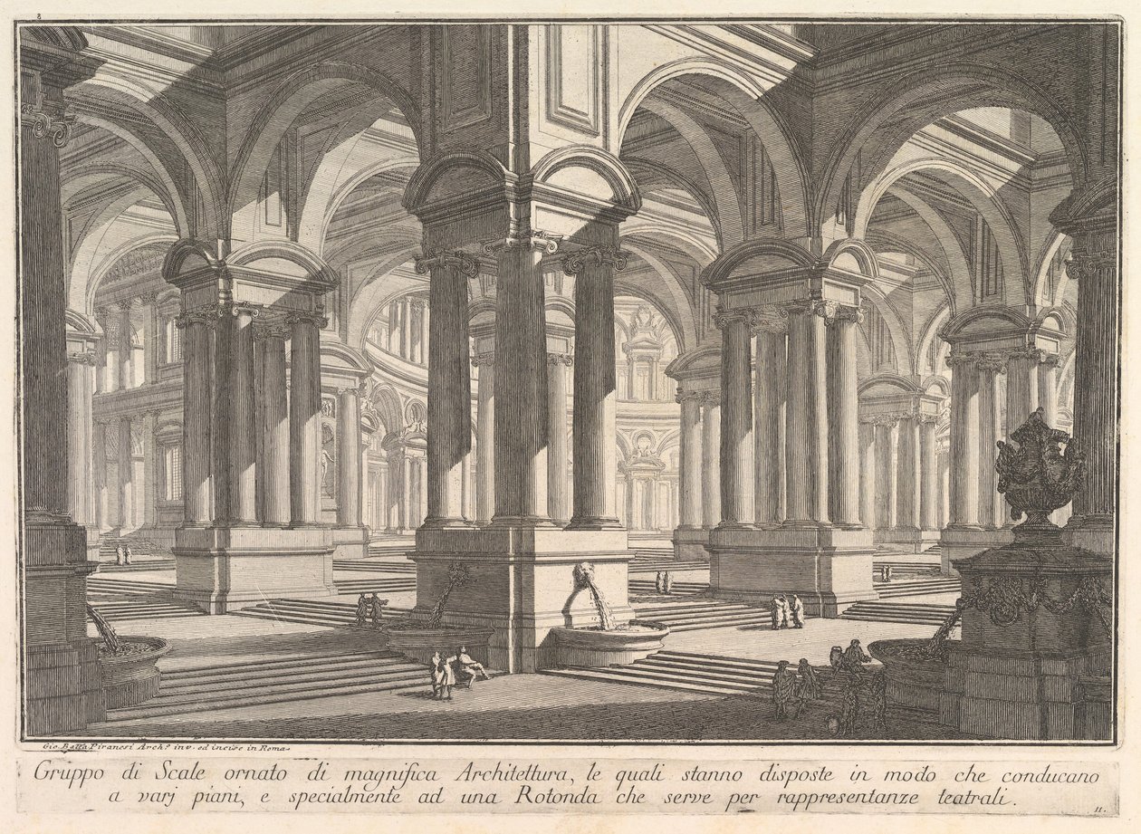 Trapper prydet af storslået arkitektur. . . Gruppo di Scale ornato di magnif..., ca. 1750 af Giovanni Battista Piranesi
