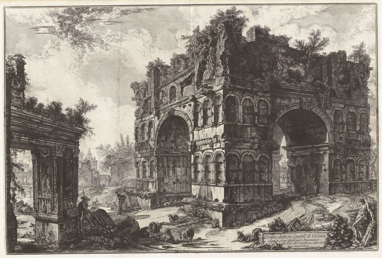 Det såkaldte Janustempel. A. Den såkaldte Argentarii-bue, fra Vedute di Roma (Udsigter over Rom) af Giovanni Battista Piranesi