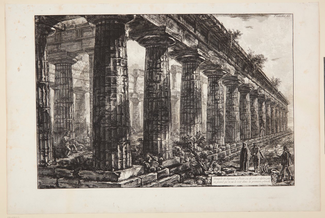 Neptuns tempel i Paestum, set fra siden og tegnet i større skala end på det første billede af Giovanni Battista Piranesi