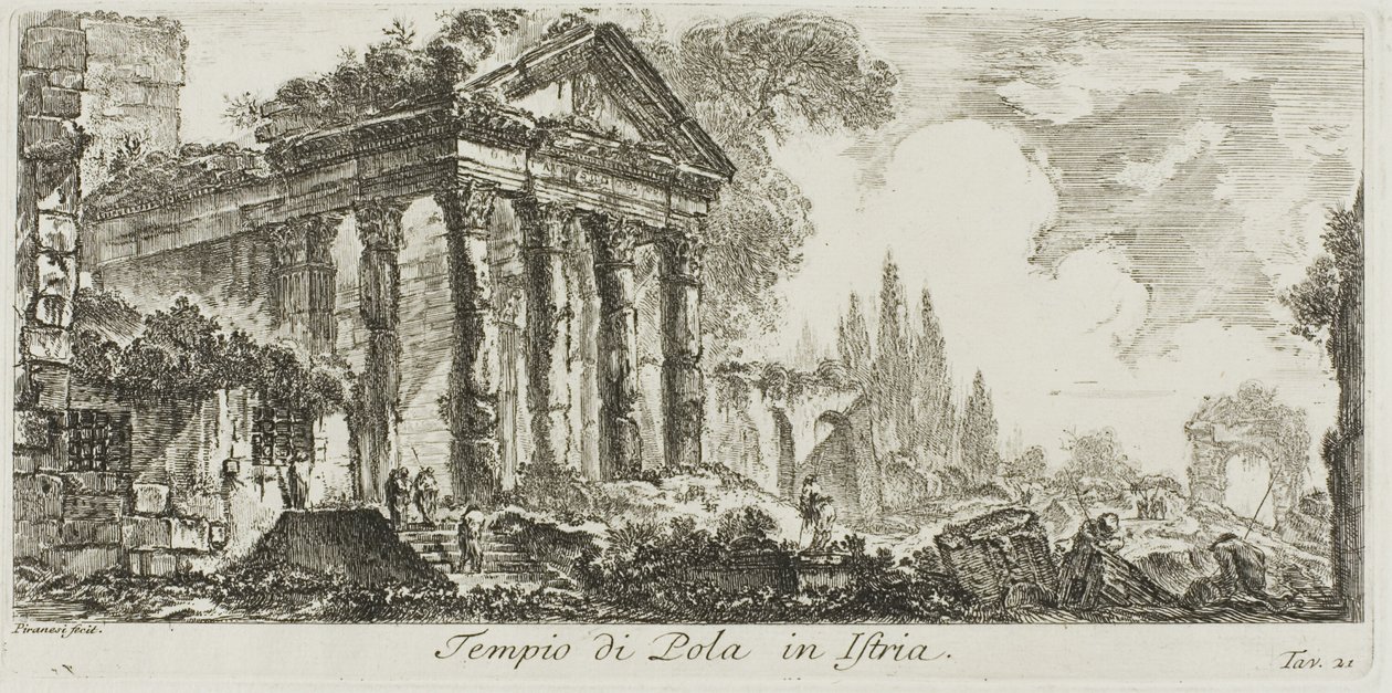 Pola-templet i Istrien, plade 21 fra nogle udsigter over triumfbuer og andre monumenter af Giovanni Battista Piranesi