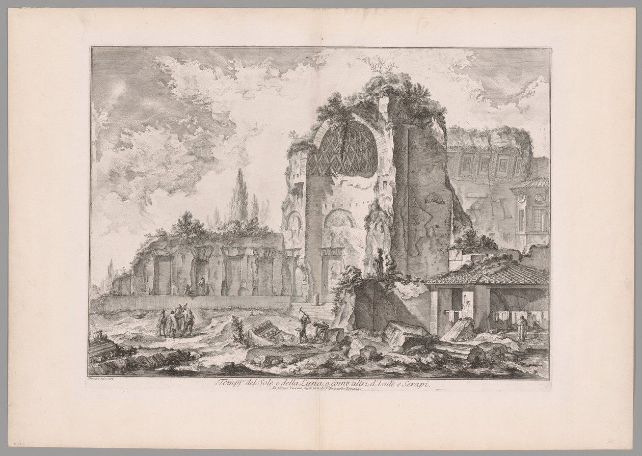 Temple of Sol and Luna..., from Views of Rome (Templer for solen og månen, eller som andre, for Isis og Serapis, fra udsigter over Rom) af Giovanni Battista Piranesi