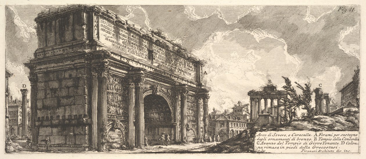 Buen af ​​Septimius Severus Arco di Severo, fra Caracalla, ca. 1756 af Giovanni Battista Piranesi
