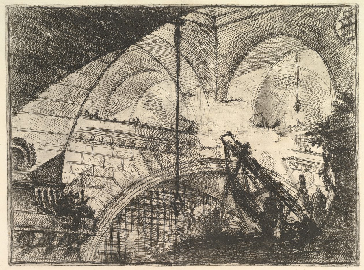 Buen med en Shell Ornament, fra Carceri dinvenzione Imaginary Prisons, ca. 1749-50. af Giovanni Battista Piranesi