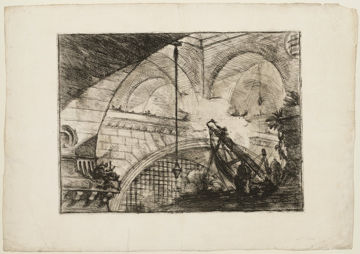 Buen med en skalornament, plade 11 fra Imaginary Prisons af Giovanni Battista Piranesi