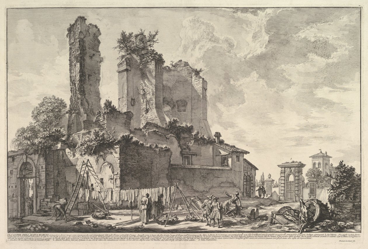 Fontana dell’Aqua Giulia (Udsigt over resterne af Castello dell’Aqua Giulia) af Giovanni Battista Piranesi