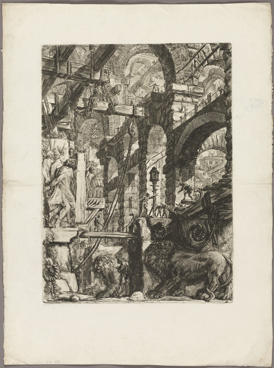 The Lion Bas-Reliefs, plade 5 fra Imaginary Prisons af Giovanni Battista Piranesi