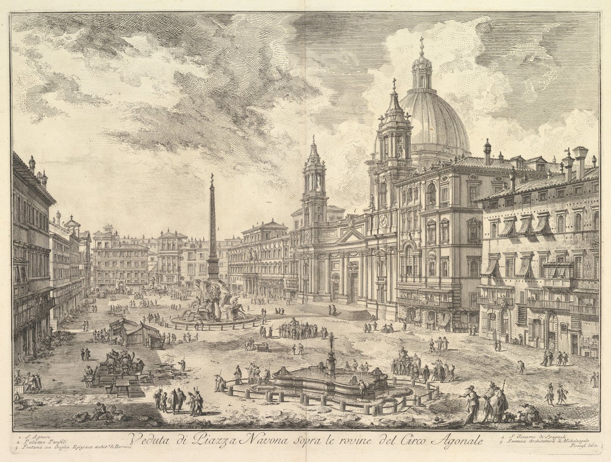 Piazza Navona i Rom over ruinerne af Domitians cirkus, kirken Sant