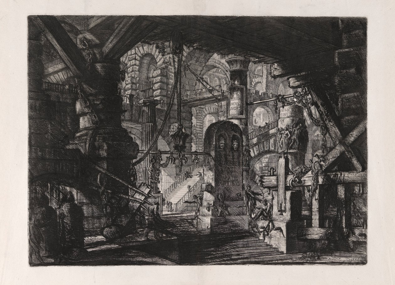 Molen med kæder, tallerken 16 fra Carceri d af Giovanni Battista Piranesi