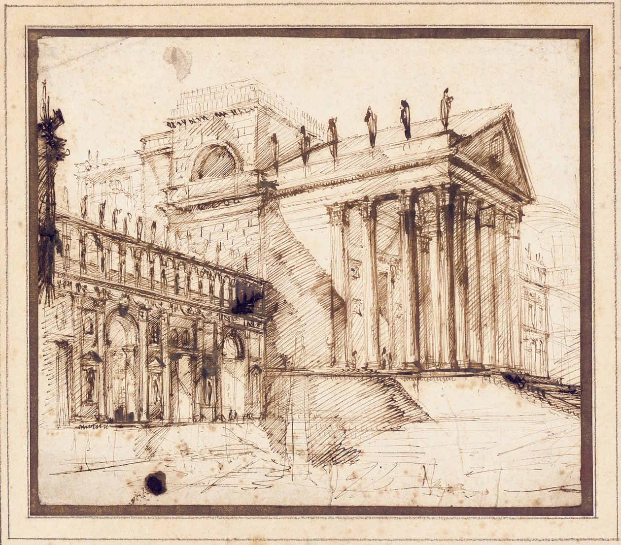 The Portico and Facade of an Elaborate Neo-Classical Buildingdani af Giovanni Battista Piranesi