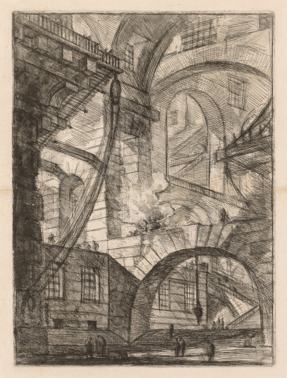 The Prisons: A Perspective of Arches with a Smoking Fire, 1745-1750. af Giovanni Battista Piranesi