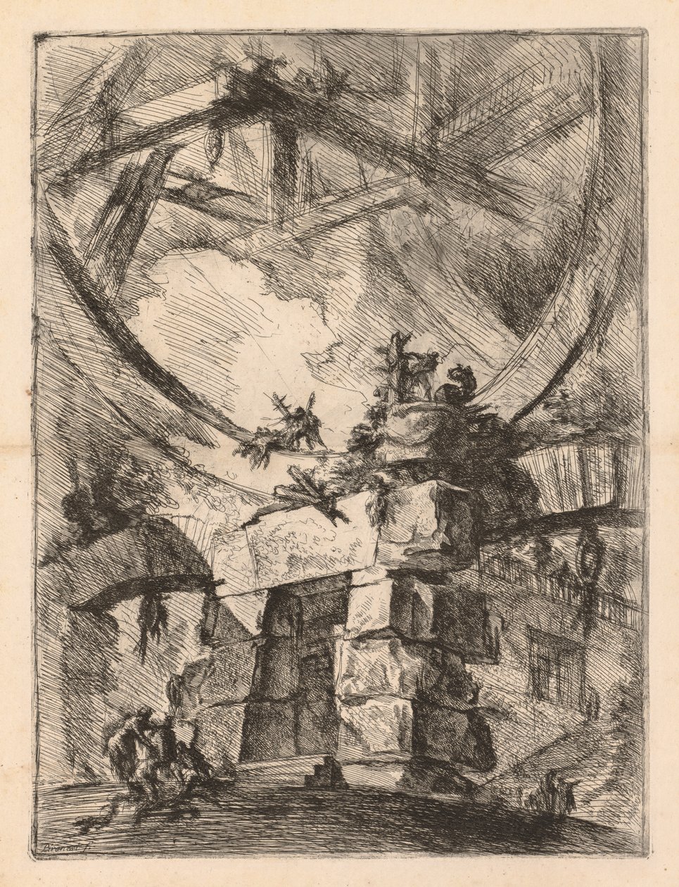 Fængslerne: En fængselsdør af Giovanni Battista Piranesi