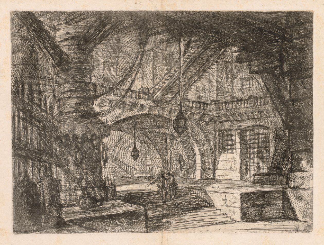 Fængslerne: En bred sal med lanterner af Giovanni Battista Piranesi