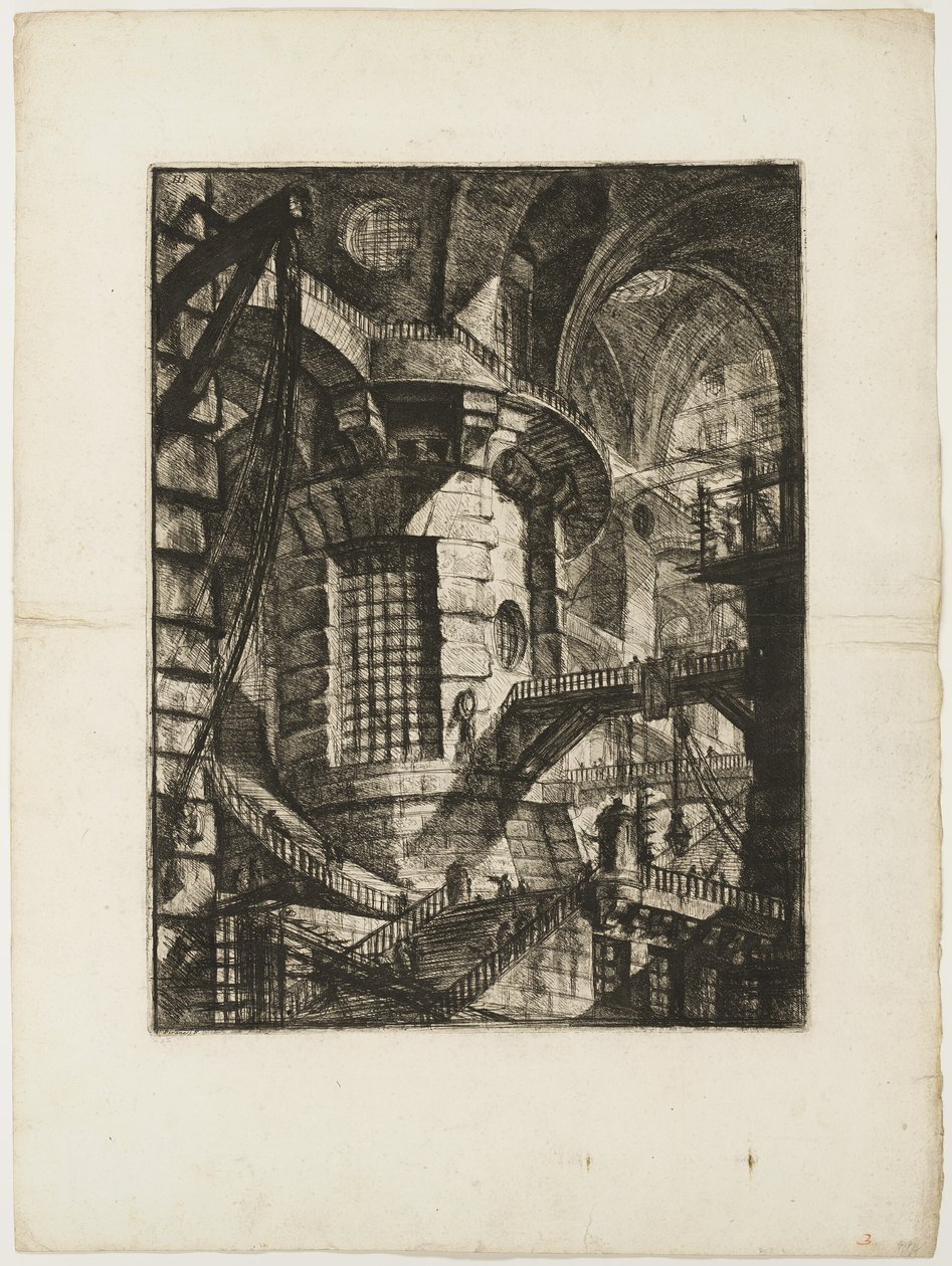 Rundetårn, plade 3 fra Imaginary Prisons af Giovanni Battista Piranesi