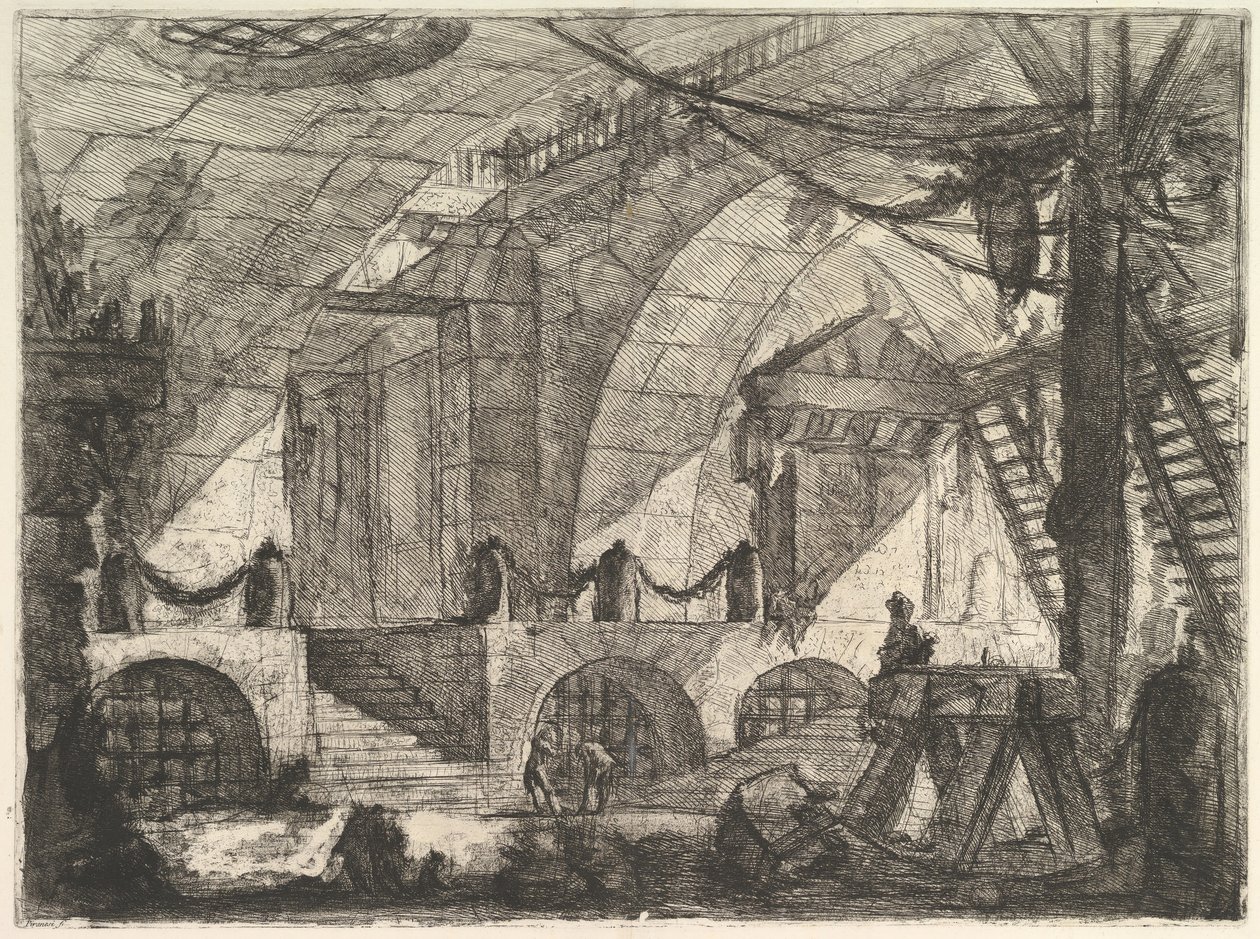 The Sawhorse, fra Carceri dinvenzione Imaginary Prisons, ca. 1749-50. af Giovanni Battista Piranesi