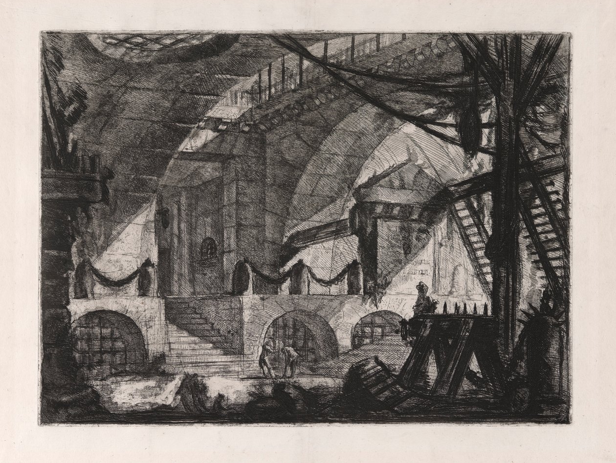 The Sawhorse, plade 12 fra Carceri d af Giovanni Battista Piranesi
