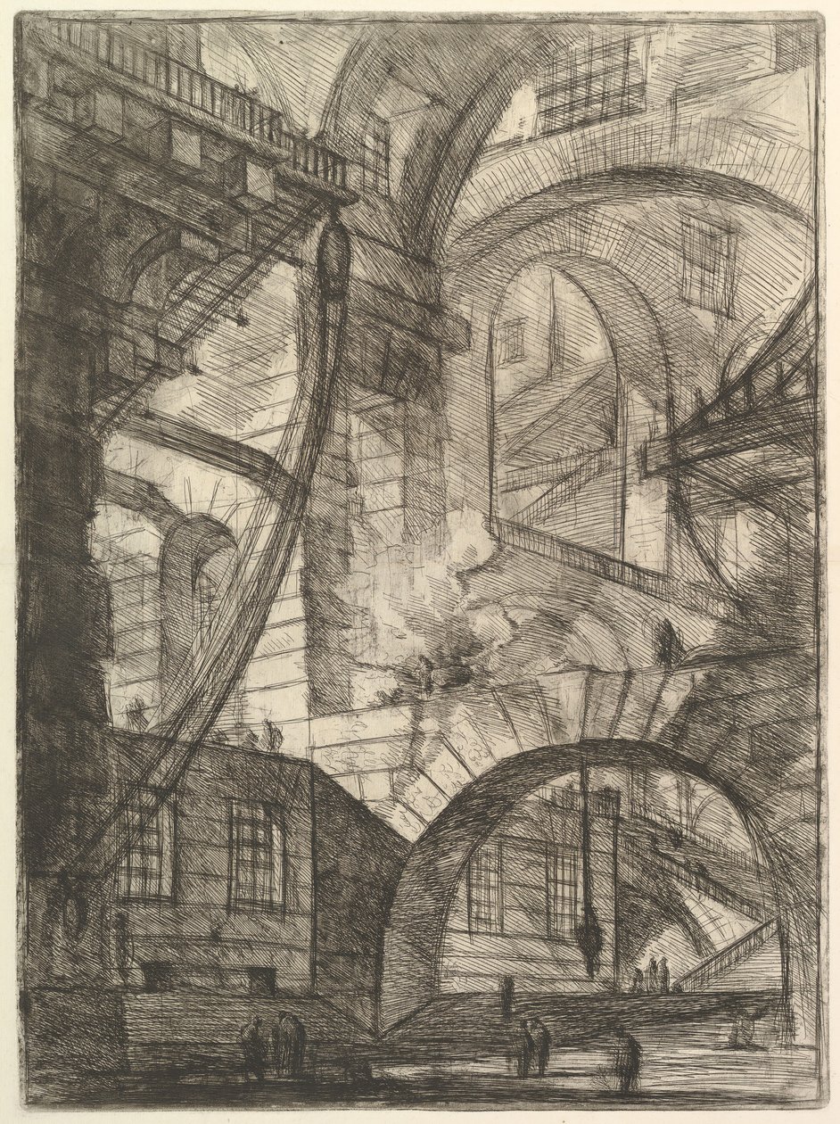 The Smoking Fire, fra Carceri dinvenzione Imaginary Prisons, ca. 1749-50. af Giovanni Battista Piranesi