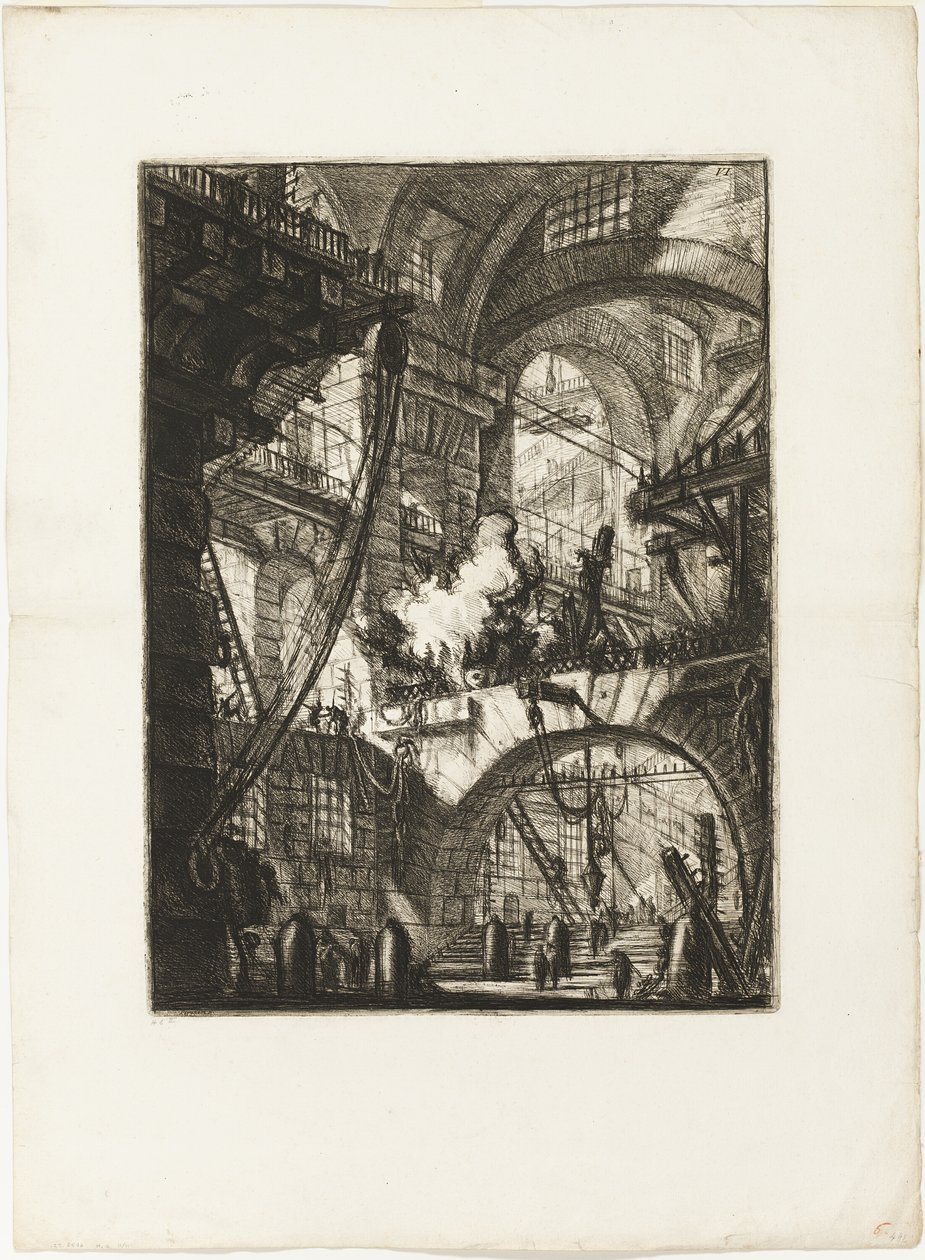 The Smoking Fire, tallerken 6 fra Imaginary Prisons af Giovanni Battista Piranesi