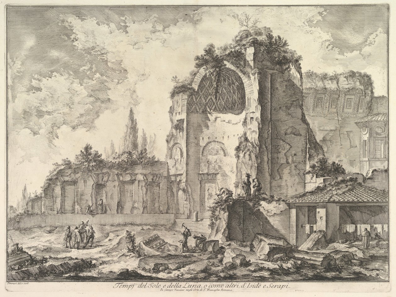 Venus og romaernes tempel kaldes fejlagtigt Temple of Sol og Luna Veduta degli..., ca. 1759. af Giovanni Battista Piranesi