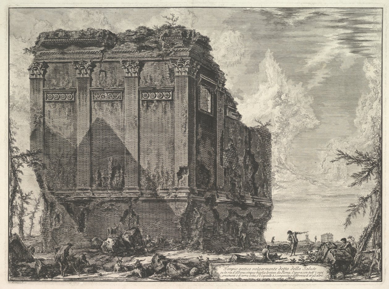 Det såkaldte Salus-tempel, på vejen til Albano Ancient tempel almindeligvis kendt som ..., ca. 1763. af Giovanni Battista Piranesi