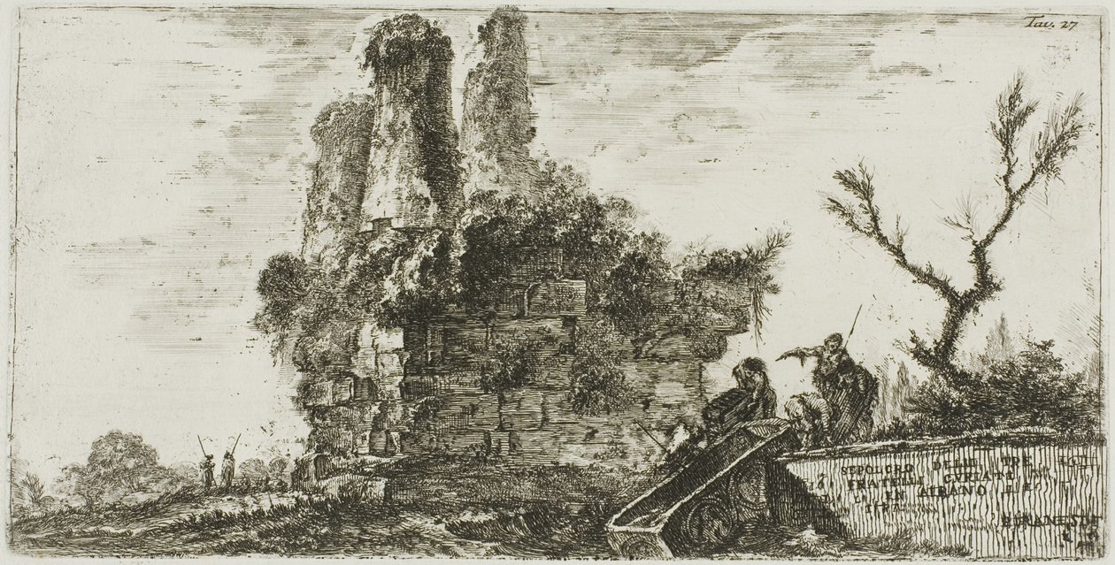 Graven af de tre Curiatii-brødre i Albano, plade 27 fra Some Views of Triumphal Arches og andre monumenter af Giovanni Battista Piranesi