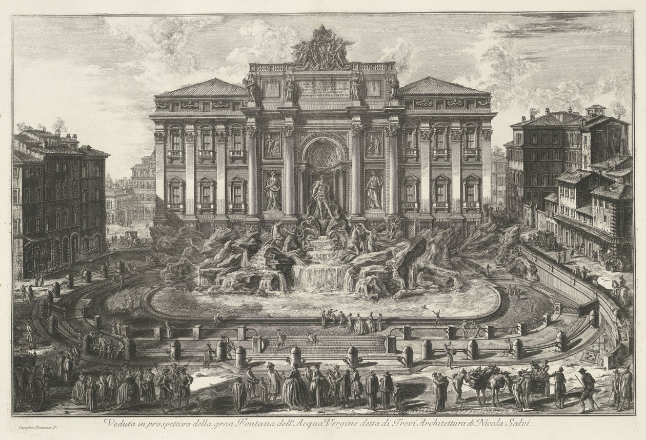 Trevifontein i Rom Perspektiv udsigt over den store Fontana dell