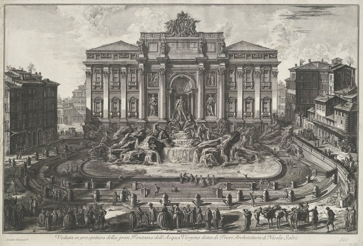 Trevifontein i Rom Perspektiv udsigt over den store Fontana dell
