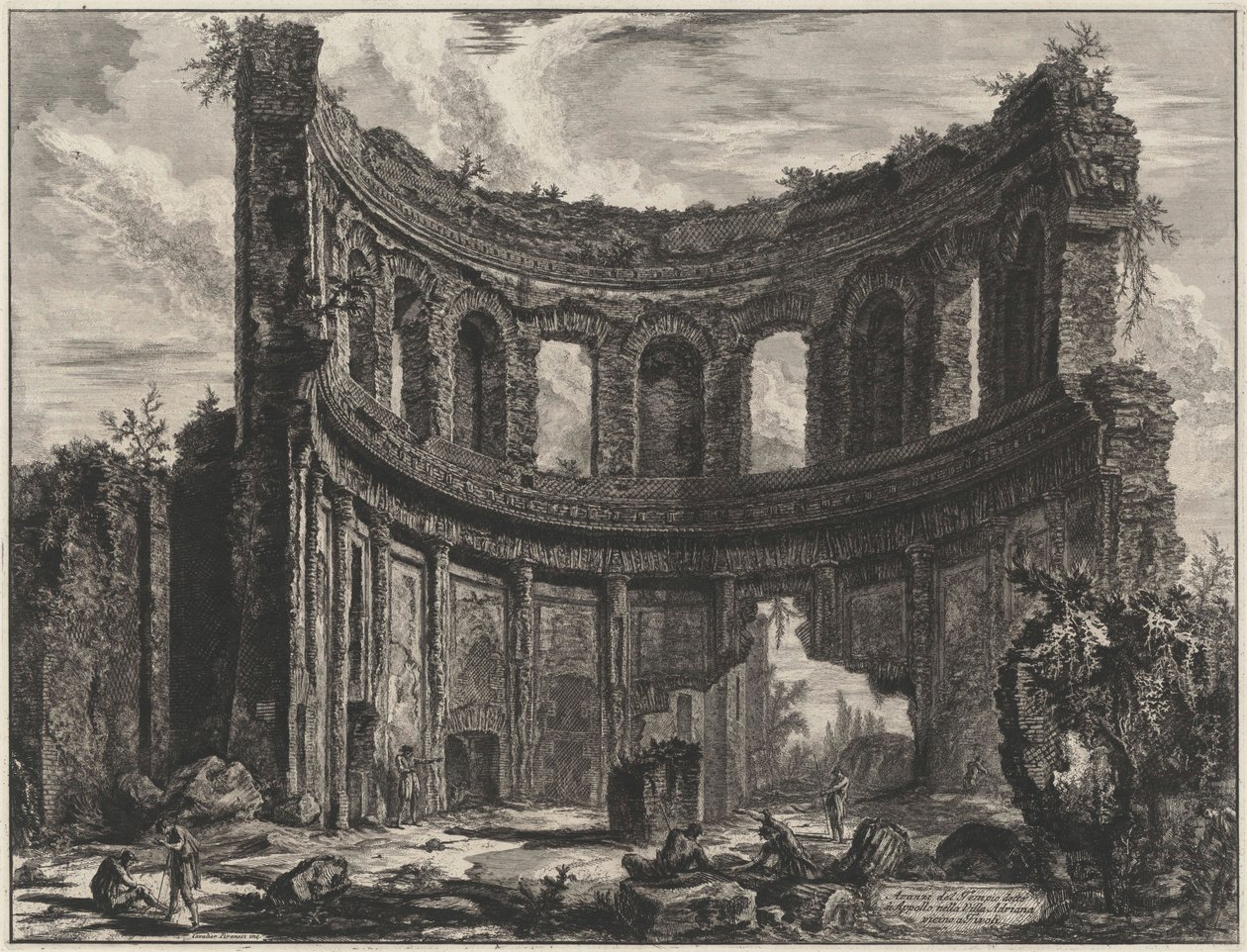 Rester af det såkaldte Apollontempel i Hadrians Villa nær Tivoli (fra: Vedute di Roma) af Giovanni Battista Piranesi