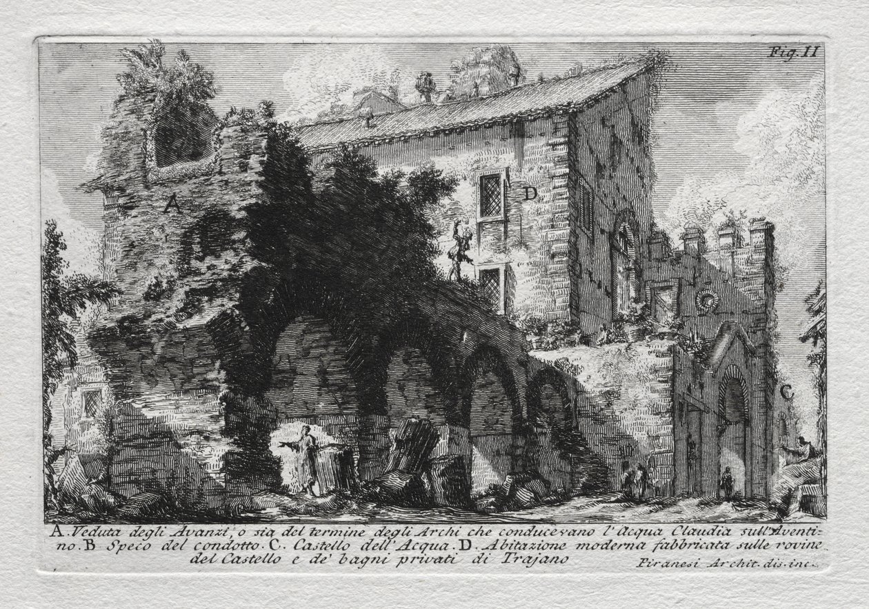 Udsigt over resterne, eller begge af enden af ​​de buer, der førte Acqua Giulia af Giovanni Battista Piranesi