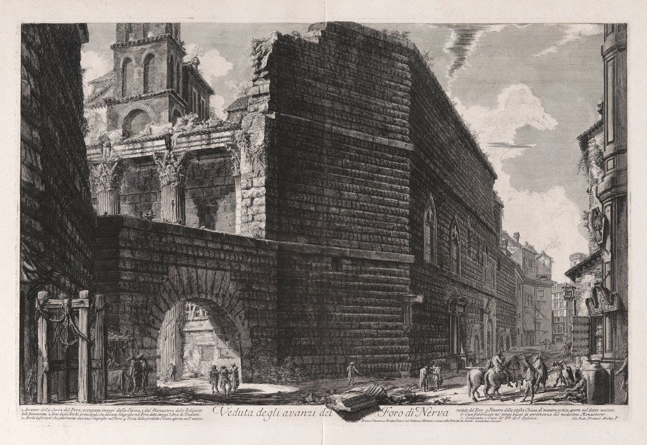 Udsigt over resterne af Forum of Nerva, fra Vedute di Roma (Udsigt over Rom) af Giovanni Battista Piranesi