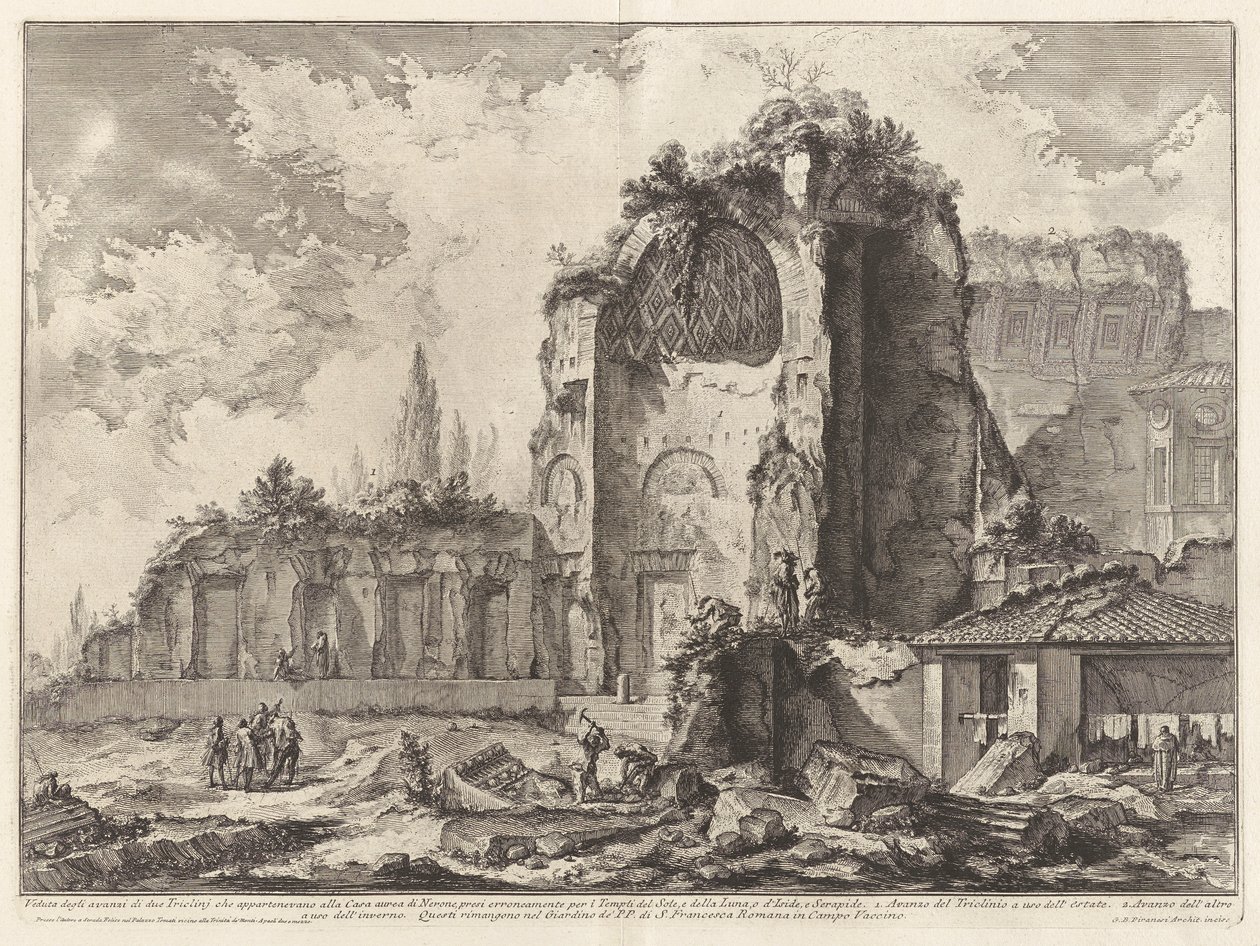 Udsigt over resterne af to Triclini, der tilhørte Neros Gyldne Hus af Giovanni Battista Piranesi