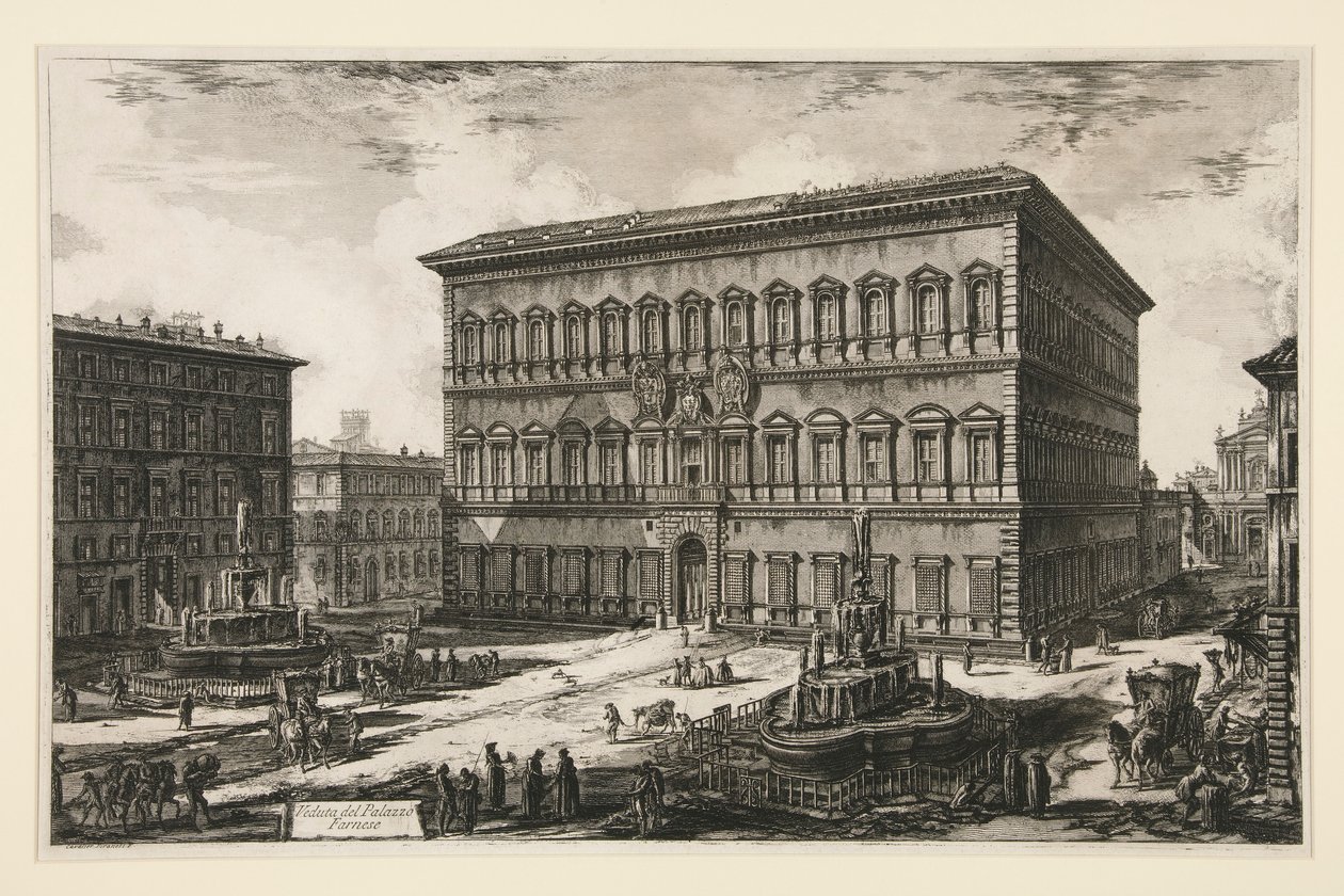 Udsigt over Palazzo Farnese, fra Udsigt over Rom af Giovanni Battista Piranesi
