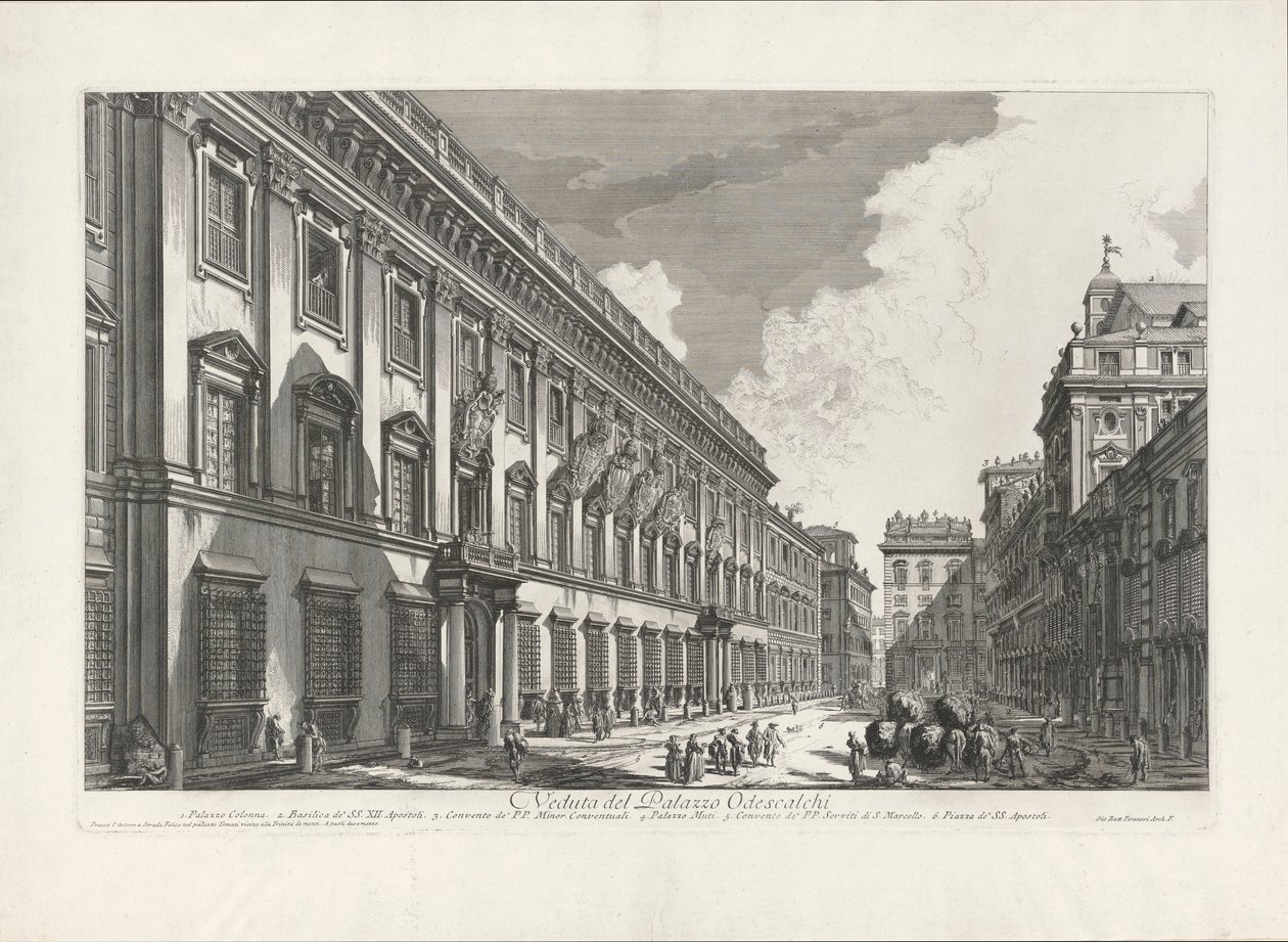 Udsigt over Palazzo Odescalchi fra Udsigt over Rom af Giovanni Battista Piranesi