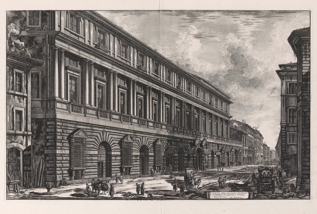 Udsigt over Stopani-paladset. Arkitektur af Rafaele d af Giovanni Battista Piranesi