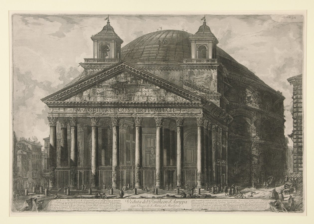 Udsigt over Agrippas Pantheon, i dag kirken Santa Maria ad Martyres, fra Vedute di Roma af Giovanni Battista Piranesi