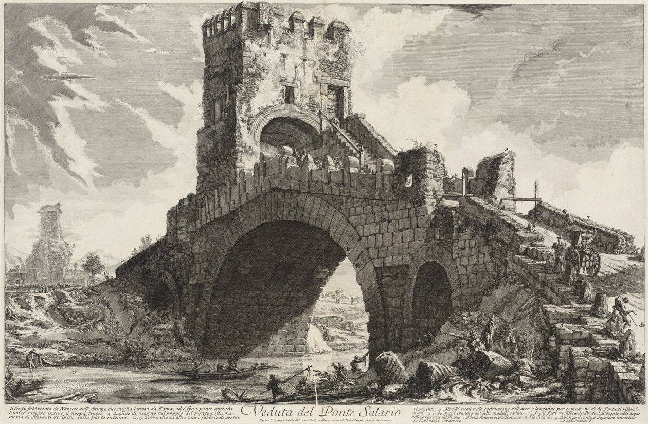 Udsigt over Salario-broen af Giovanni Battista Piranesi
