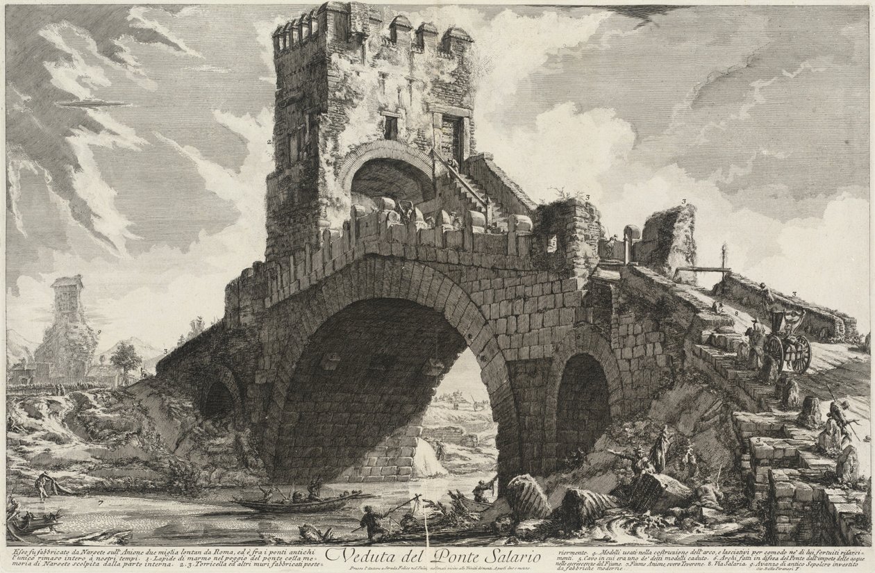 Udsigt over Ponte Salario af Giovanni Battista Piranesi
