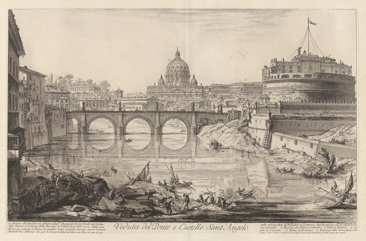 Udsigt over broen og slottet Sant af Giovanni Battista Piranesi
