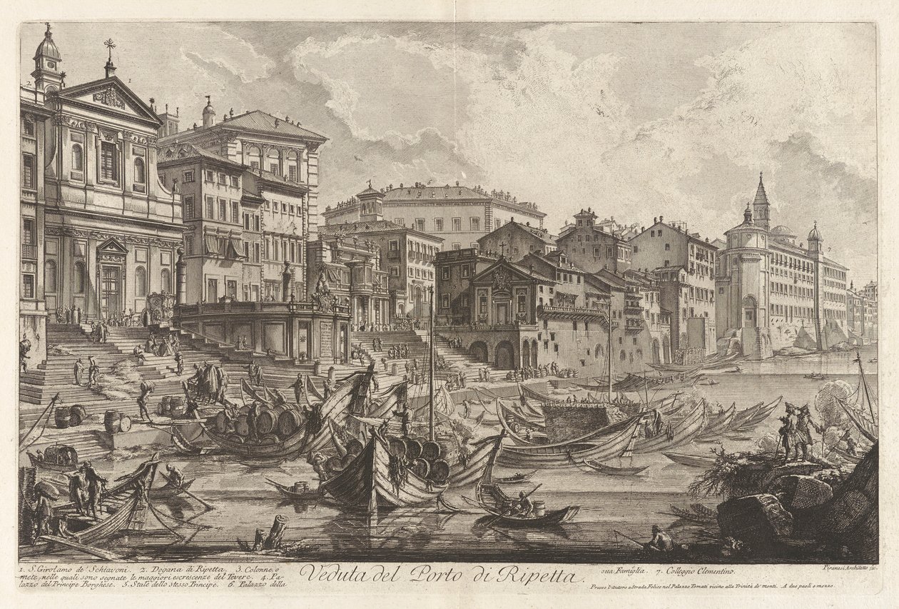 Veduta del Porto di Ripetta (Udsigt over Ripettas havn), fra Vedute di Roma (Udsigt over Rom) af Giovanni Battista Piranesi